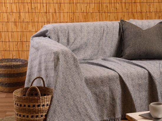 Ριχτάρι Ophelia Blue Melinen Πολυθρόνα 180x180cm Βαμβάκι-Πολυέστερ