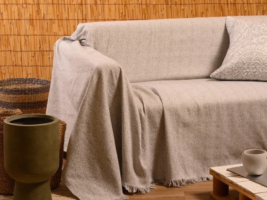 Ριχτάρι Ophelia Light Grey Melinen Διθέσιο 180x250cm Βαμβάκι-Πολυέστερ
