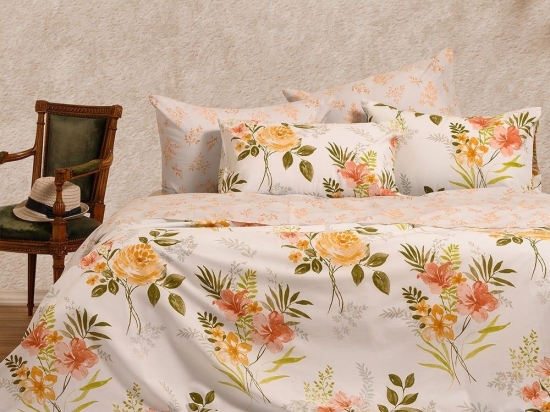 Σεντόνια Sylvie (Σετ 4τμχ) Peach Melinen King Size 260x270cm Βαμβάκι-Πολυέστερ