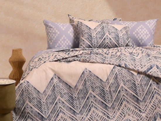 Σεντόνια Barrio Με Λάστιχο (Σετ 4τμχ) Blue Melinen King Size 180x232cm Βαμβάκι-Πολυέστερ