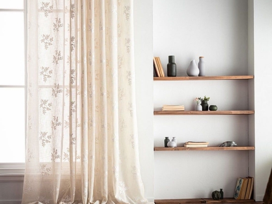 Κουρτίνα Leaf 532/06 AW23 Με Σιρίτι Beige Gofis Home 140X280 Πολυέστερ