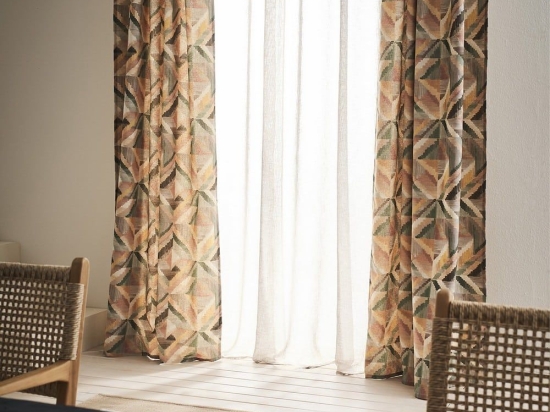 Κουρτίνα Με Σιρίτι Jacira 703 Orange-Green Gofis Home 140X260 Βαμβάκι-Λινό