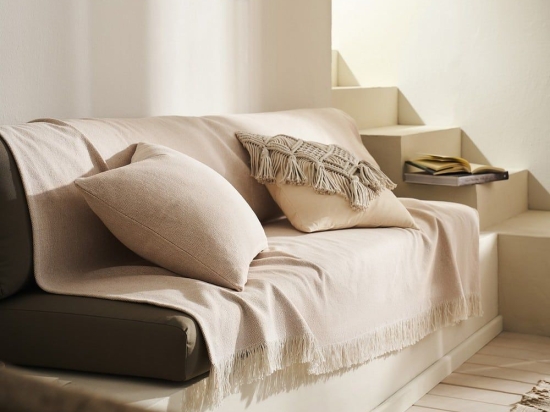 Ριχτάρι Extra Lange Mewa 182 Wet Sand Beige Gofis Home Πολυθρόνα 220x170cm 100% Βαμβάκι