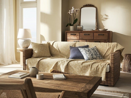 Ριχτάρι Mireya 252 Golden Yellow Gofis Home Διθέσιο 180x250cm Βαμβάκι-Πολυέστερ