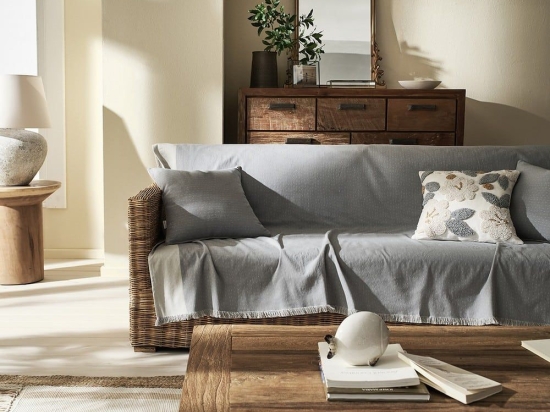 Ριχτάρι Rukia 269 Sky Grey -Water Grey Gofis Home Διθέσιο 170x250cm Βαμβάκι-Πολυέστερ