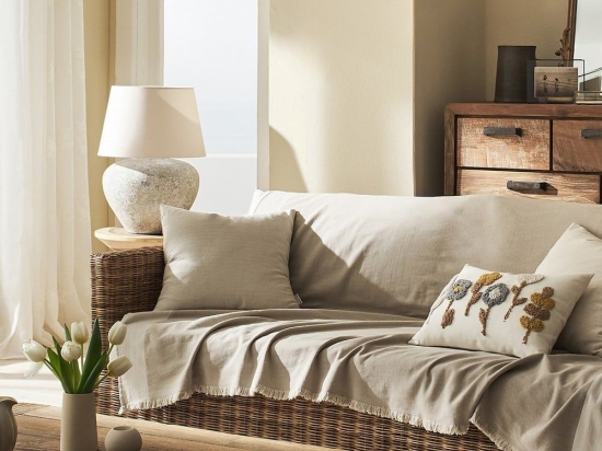 Ριχτάρι Rukia 269 Natural Beige-Off White Gofis Home Τριθέσιο 170x310cm Βαμβάκι-Πολυέστερ