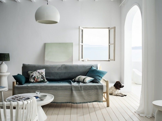 Ριχτάρι Zebra 302 Viridian Blue Gofis Home Πολυθρόνα 180x180cm Βαμβάκι-Πολυέστερ