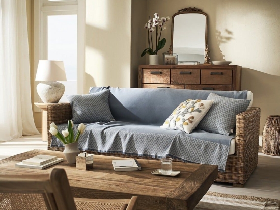 Ριχτάρι Seilah 515 Ocean Blue Gofis Home Τετραθέσιο 180x350cm Βαμβάκι-Πολυέστερ