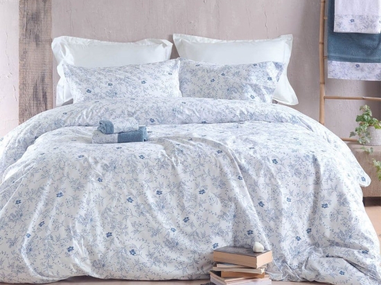 Σεντόνια Ortensia (Σετ 3τμχ) Blue Ρυθμός Ημίδιπλο 160x260cm 100% Βαμβάκι