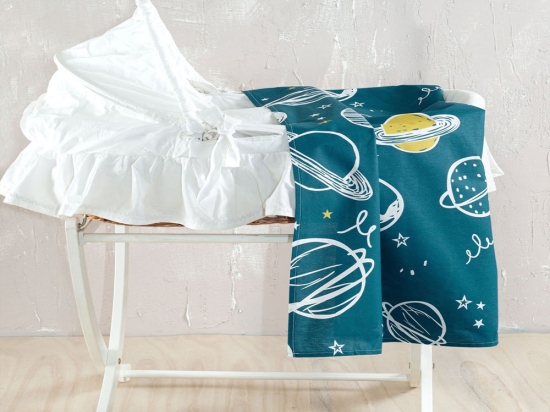 Σεντόνι Βρεφικό Saturn Petrol Ρυθμός Λίκνου 80x110cm 100% Βαμβάκι
