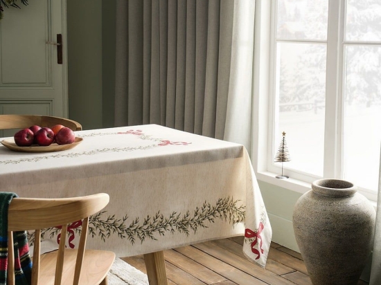 Τραπεζομάντηλο Χριστουγεννιάτικο 156 Beige-Green Gofis Home 135Χ135
