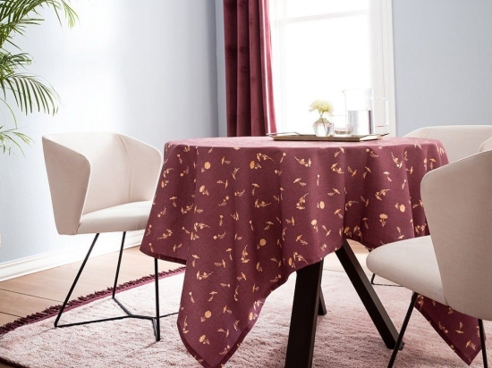 Τραπεζομάντηλο Cherry Flower 938 180 Bordo Gofis Home Διάμετρος 180cm Βαμβάκι-Πολυέστερ