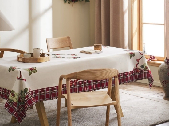 Τραπεζομάντηλο Χριστουγεννιάτικο 457 Beige-Red Gofis Home 135X180cm