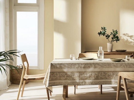Τραπεζομάντηλο Ginevra 526 Olive Gofis Home 135X180cm Βαμβάκι-Λινό