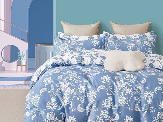 Κουβερλί Romy (Σετ 3τμχ) Blue Ρυθμός Υπέρδιπλo 220x240cm 100% Βαμβακοσατέν