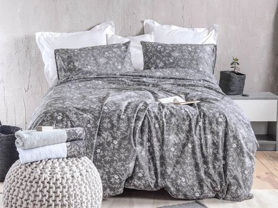 Κουβερλί Ortensia (Σετ 2τμχ) Grey Ρυθμός Ημίδιπλο 160x240cm 100% Βαμβάκι