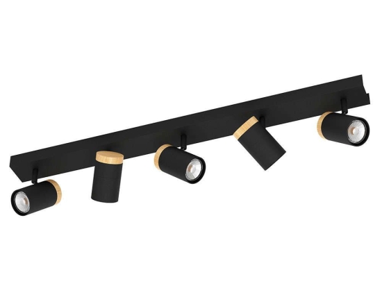 Φωτιστικό Οροφής - Πλαφονιέρα Cartagena 39649 82x6,5cm 5xGu10 4,5W Black-Brown Eglo Ατσάλι,Ξύλο