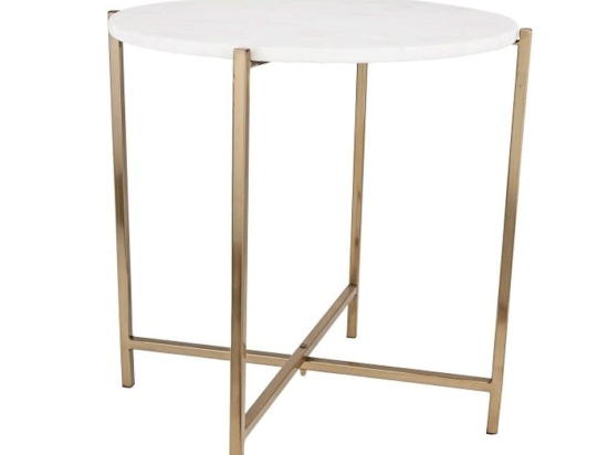 Τραπεζάκι Βοηθητικό Towada 424002 Φ46x46,5cm Gold-White Eglo