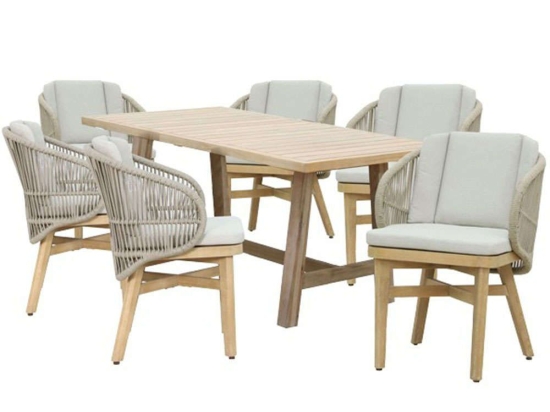 Τραπεζαρία Malibu-Farem (Σετ 7Τμχ) 228-000047 170x90x75,5cm Natural-Beige 6 Θέσεων