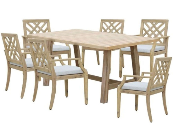 Τραπεζαρία Malibu-Bolen (Σετ 7Τμχ) 228-000048 170x90x75,5cm Natural-Beige 6 Θέσεων