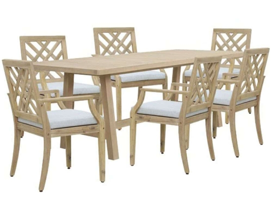 Τραπεζαρία Poza-Bolen (Σετ 7Τμχ) 228-000051 230x100x75cm Natural-Beige 6 Θέσεων