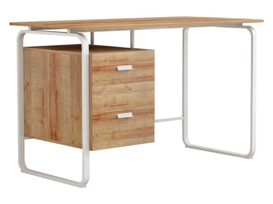 Γραφείο Εργασίας Με Συρτάρια Clarity 230-000028 120x60x75cm Natural-White