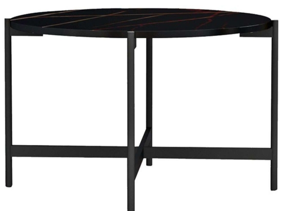 Τραπεζάκι Σαλονιού Aisle 230-000038 Φ80x45cm Marble Effect Black