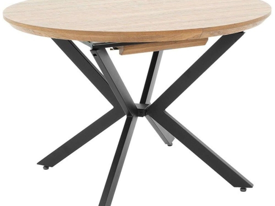 Tραπέζι Lydia Επεκτεινόμενο 235-000004 120-160x120x79cm Walnut-Black Mdf,Μέταλλο