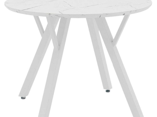 Tραπέζι Annie 235-000007 Φ100x76cm Marble Effect White Mdf,Μέταλλο