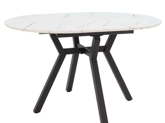 Tραπέζι Επεκτεινόμενο Frances 235-000024 100/140x100x75cm Marble Effect White-Black Mdf,Μέταλλο