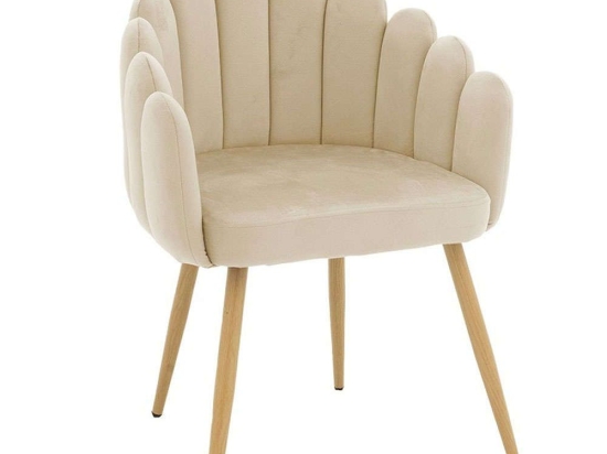 Πολυθρόνα Briella 235-000030 61x51x85cm Ecru-Natural Βελούδο, Μέταλλο