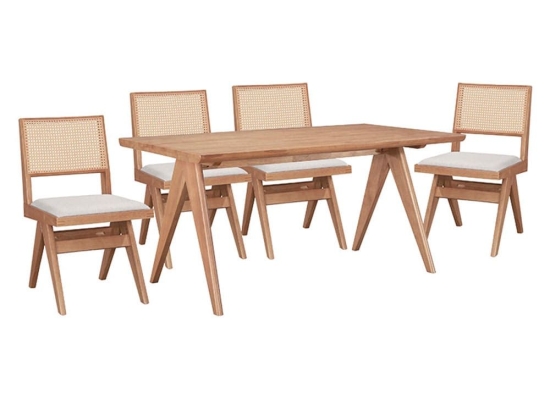 Τραπεζαρία Winslow 247-000011 (Σετ 5Τμχ) 160x85x75cm Light Walnut 4 Θέσεων