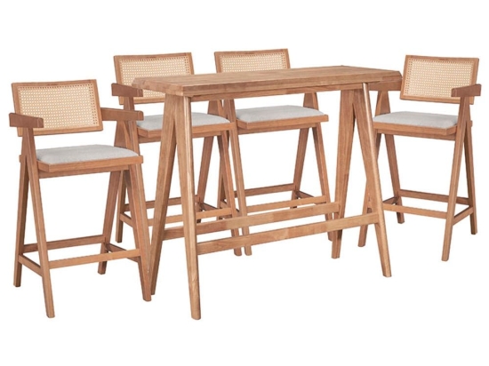 Τραπεζαρία Μπαρ Winslow I 247-000017 (Σετ 5Τμχ) 120x45x100cm Light Walnut 4 Θέσεων
