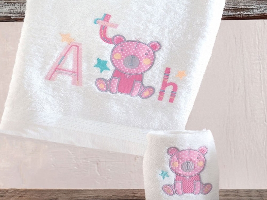 Πετσέτες Βρεφικές Arthur (Σετ 2τμχ) Pink Ρυθμός Σετ Πετσέτες 70x140cm 100% Βαμβάκι