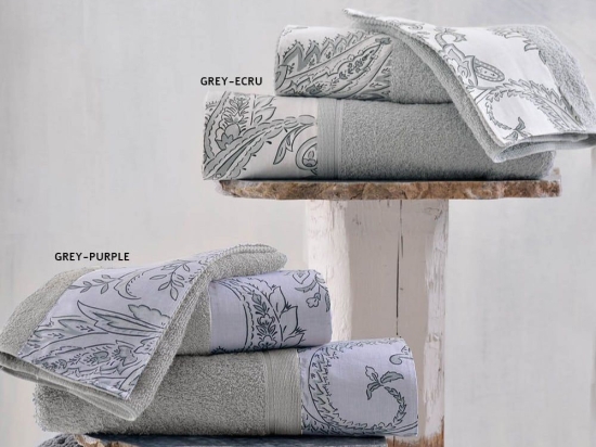 Πετσέτες Klavio (Σετ 3τμχ) Grey-Purple Ρυθμός Σετ Πετσέτες 70x140cm 100% Πενιέ Βαμβάκι