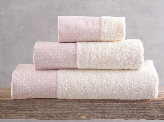Πετσέτες Sinclair (Σετ 3τμχ) Ecru-Pink Ρυθμός Σετ Πετσέτες 70x140cm 100% Πενιέ Βαμβάκι