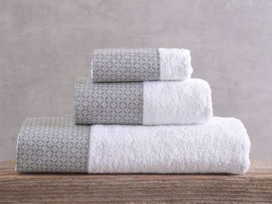 Πετσέτες Sinclair (Σετ 3τμχ) White-Grey Ρυθμός Σετ Πετσέτες 70x140cm 100% Πενιέ Βαμβάκι