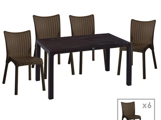 Τραπεζαρία Κήπου Explore-Confident 253-000048 (Σετ 7Τμχ) Coffee 7 Θέσεων