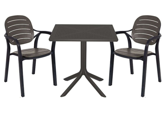 Τραπεζαρία Groovy-Gentle (Σετ 3Τμχ) 253-000089 80x80x74,5cm Anthracite 2 Θέσεων