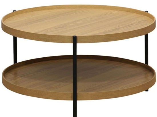 Τραπέζι Σαλονιού Portogie 260-000019 Φ80x40cm Natural-Black