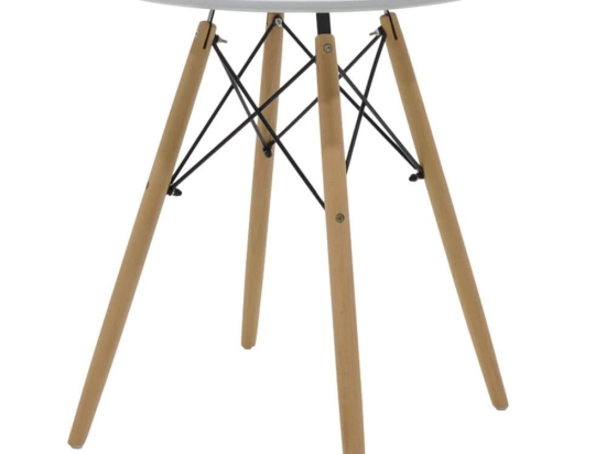 Τραπέζι Julita 271-000022 Φ60x73cm White-Natural-Black