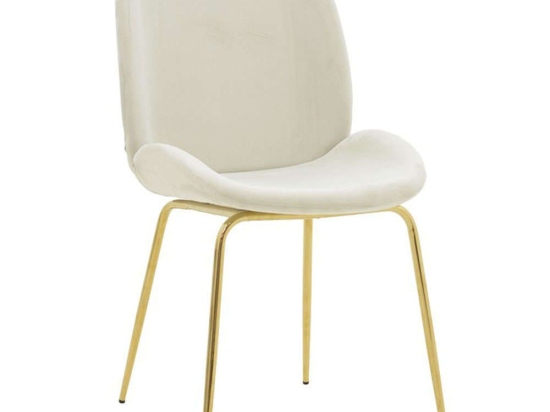 Καρέκλα Maley 273-000015 47x60x90cm Ivory-Gold Βελούδο, Μέταλλο