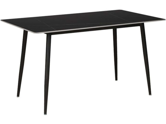 Τραπέζι Gustas 278-000008 140x80x75cm Marble Effect Black Πέτρα,Μέταλλο