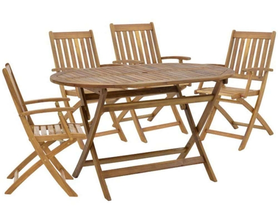 Τραπεζαρία Mobie-Falov (Σετ 5Τμχ) 282-000033 130x80x72cm Natural 4 Θέσεων