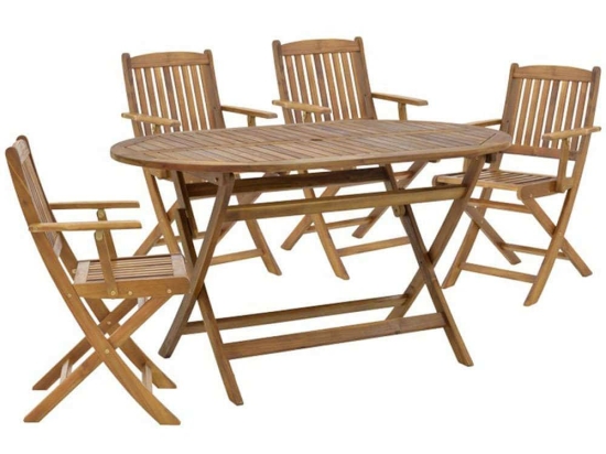 Τραπεζαρία Recofly-Falov (Σετ 5Τμχ) 282-000035 130x80x72cm Natural 4 Θέσεων