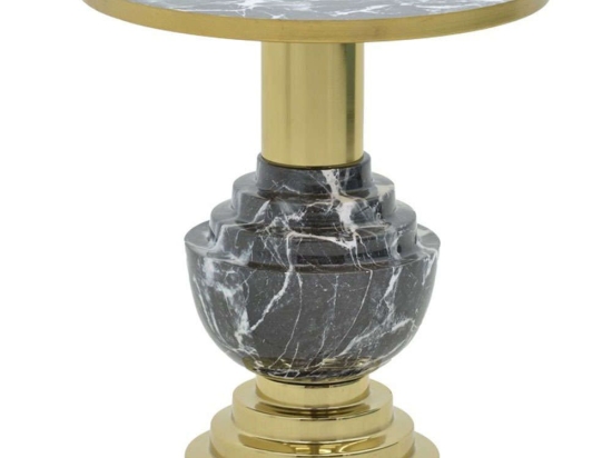 Τραπεζάκι Βοηθητικό Cogent 287-000005 Φ46x50cm Marble Effect Black-Gold