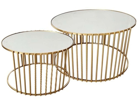 Ζιγκόν Boron (Σετ 2Τμχ) 295-000011 82x80x45/62x60x40cm Gold