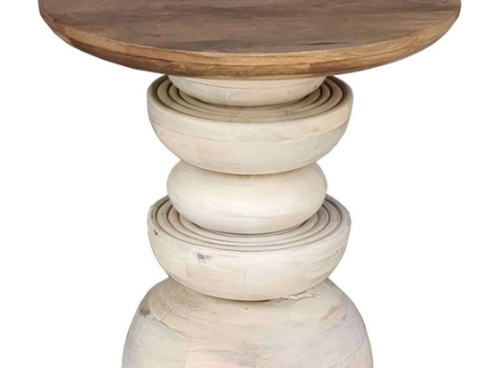Τραπέζι Σαλονιού Gerardo 297-000002 Φ55x55cm White-Natural