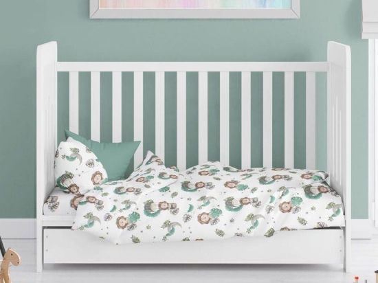 Παπλωματοθήκη Βρεφική Lion 534 Green DimCol 120x160cm 100% Βαμβάκι