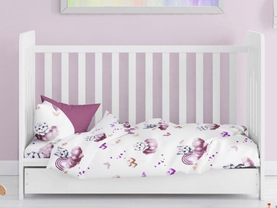 Παπλωματοθήκη Βρεφική Kitten 561 Mauve DimCol 120x160cm 100% Βαμβάκι